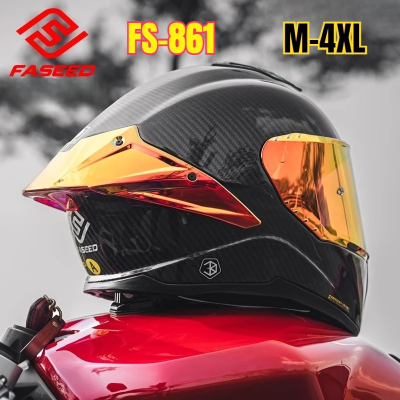 FASEED FS801 Motorcycle Full Helmet Large Tail Retro Cruise Motorcycle Helmet Double Lens Capacete Masculino Casco Moto Шлем
