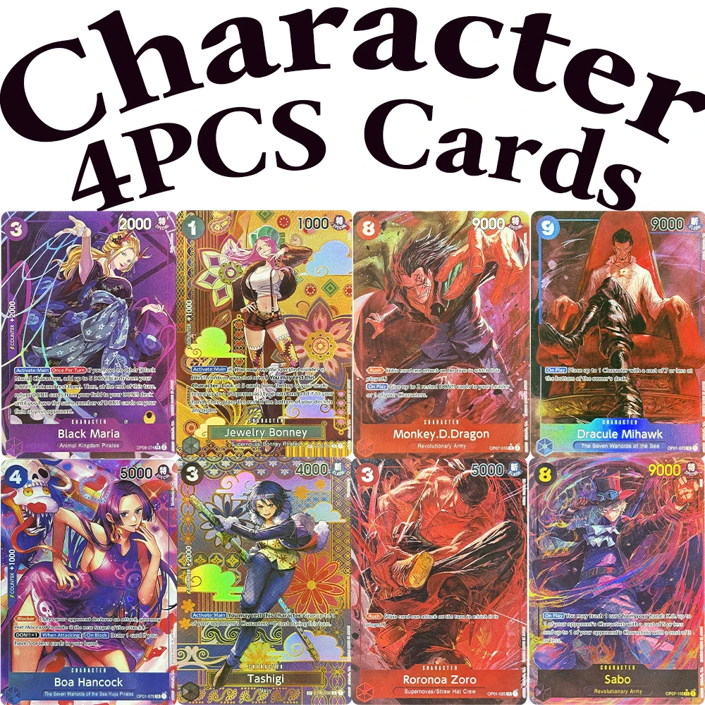 

4 шт. Коллекционные игровые карты OPCG с персонажами One Piece, 35 видов карт, аниме-карты с текстурой, игрушки, подарки, высокое качество