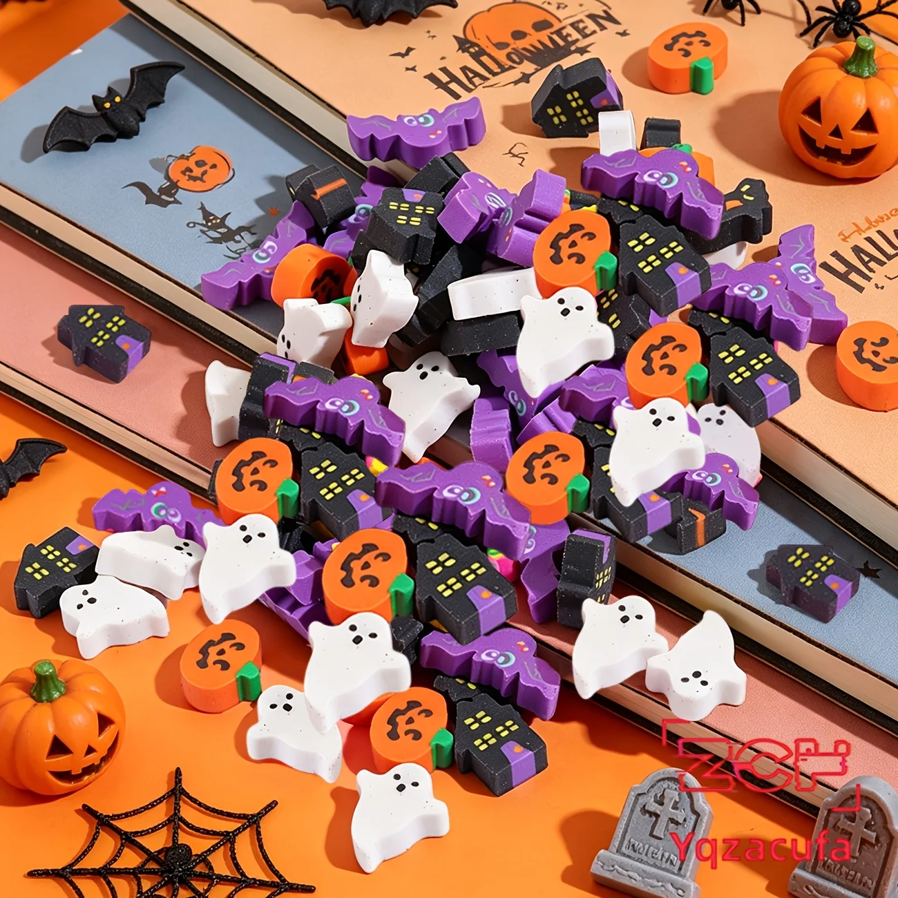 60 Stück zufällige Mini-Radiergummis mit Halloween-Motiven, verschiedene Designs, Halloween-Geschenk, Belohnungen für den Schulunterricht, Geschenk zum Schulanfang – Detail 3
