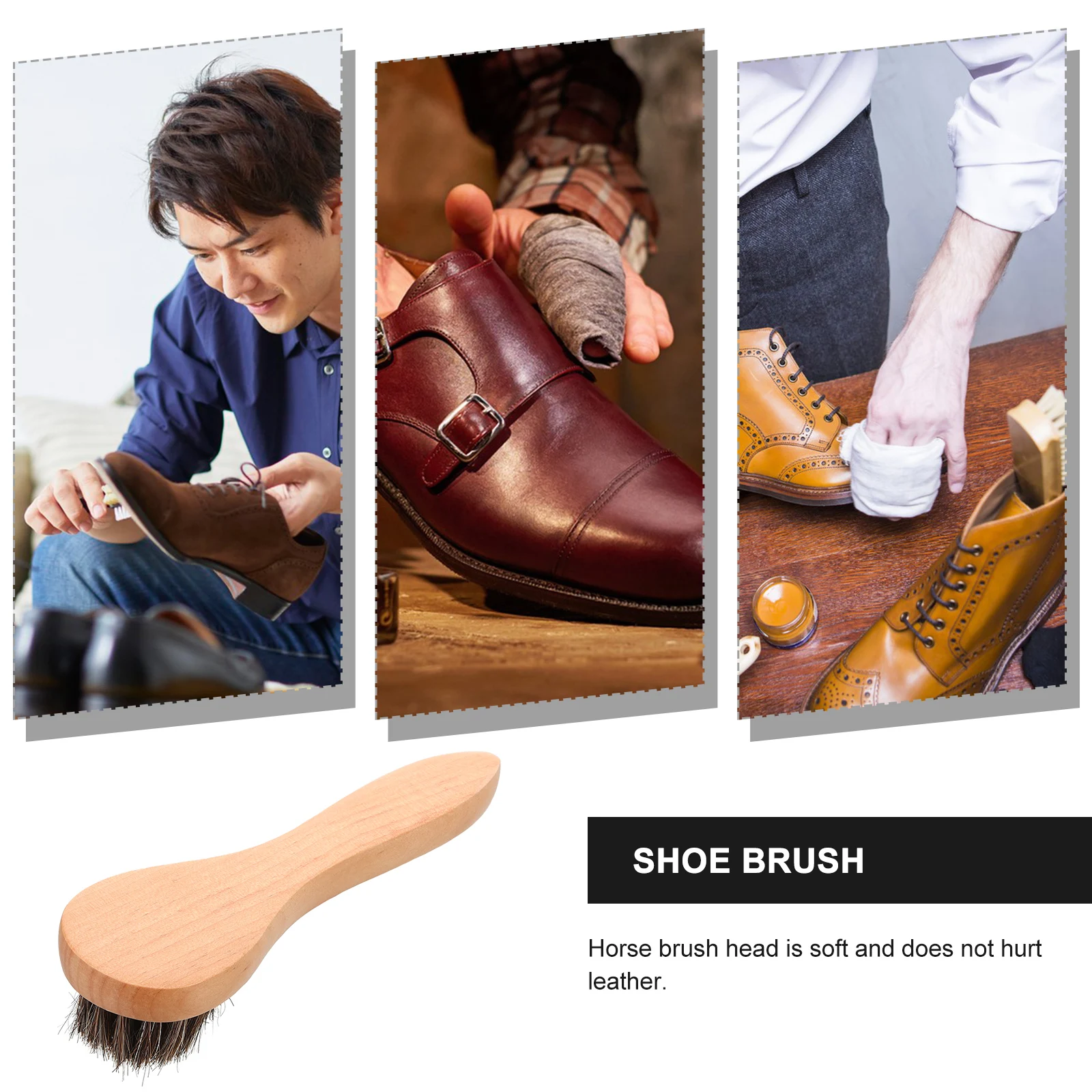 

Horse Hair Shoe Brush Double Sided Multifunctional Shine Polishing Tool For Shoes Boots niture Car Seats Durable Wood