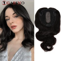 Topper de cabello humano Real con 3 Clips para mujer, peluquín de pelo negro Natural, peluquín suave con imanes, 1B #