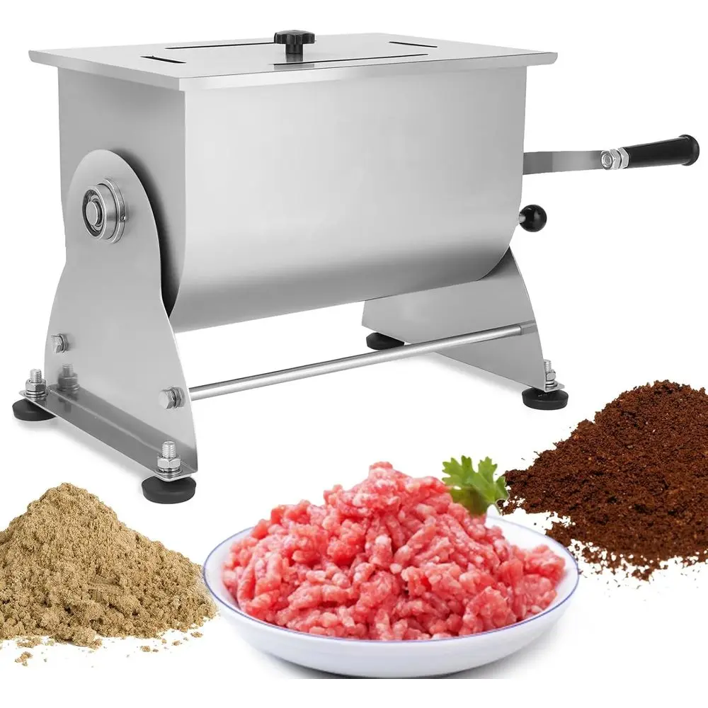 

20 lb Manual ing Meat Mixer, 3.5 Gallon StainlSteel Sausage Mixer or Burger, Jerky & Seasoning, Heavy Duty with Removable Paddle