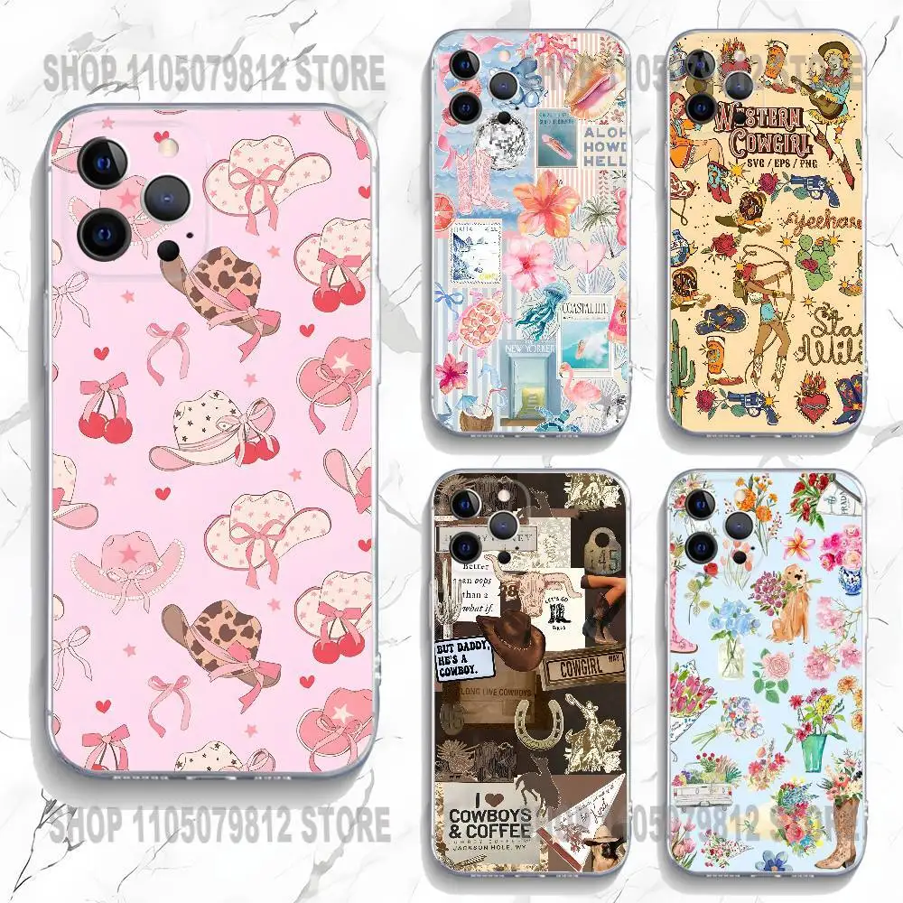 

Western Cowgirl Phone Case For iPhone 17 16,15,14,13,12,11 Plus,Pro,Max,XR,Plus,E,Mini Transparent Soft Cover