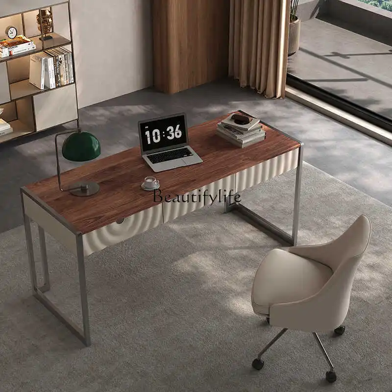 Modern minimalist home study desk walnut veneer computer desk