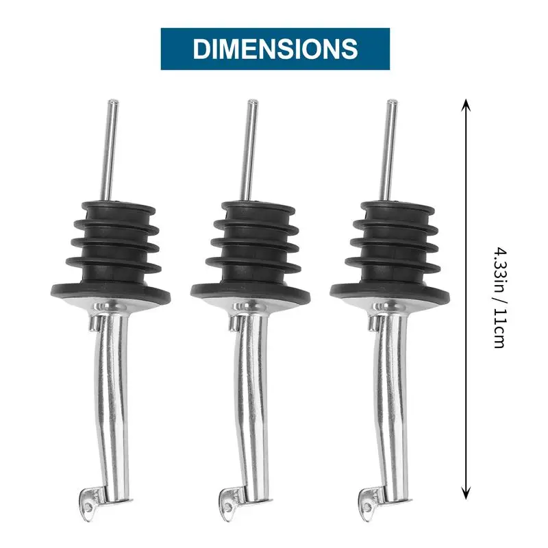 Aço inoxidável Pourer Garrafa com Tampas, Azeite Livre Flow Pourers, Vinho Dispenser Bico, Capas e Rolhas, 6PCs