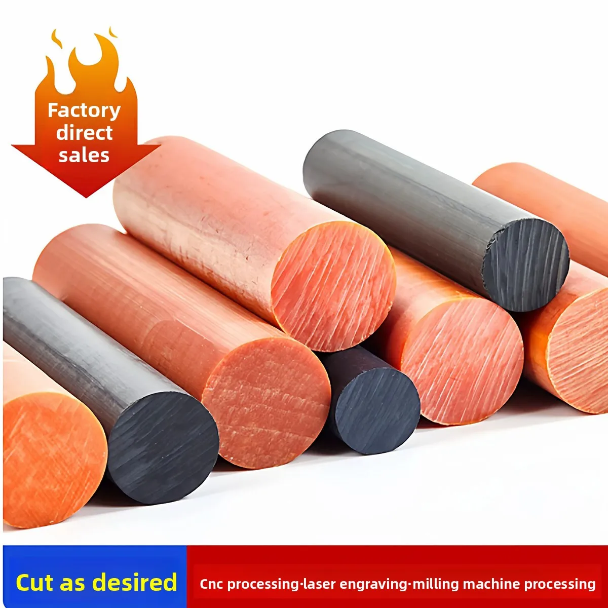 Orange Red Bakelite Rod & Black Resin Rod, Solid Insulation Bar 1mm-100mm Diameter