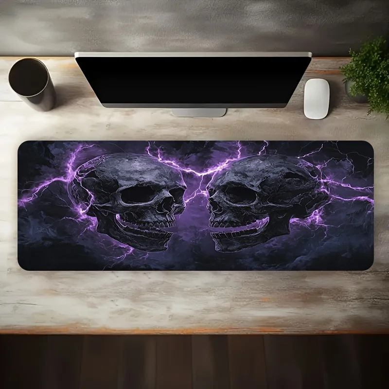 Purple lightning winding double skull Anti Slip Rubber Mouse Pad Gaming Office Desk mat Laptop Office MousePad PC Accessories