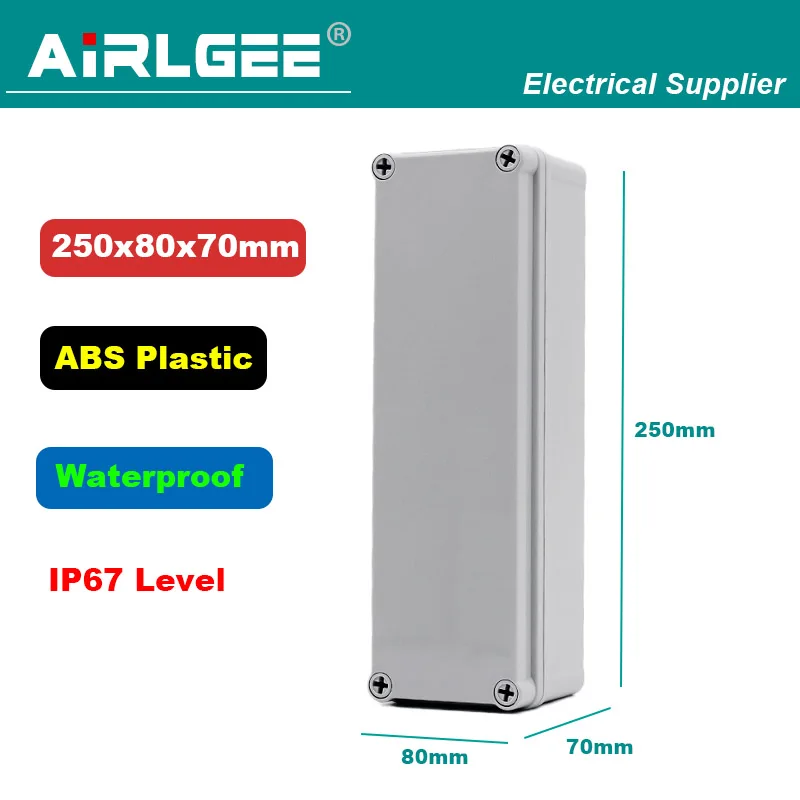 250x80x70mm ABS Plastic High-end Quality AG Waterproof Junction Box RoHS IP67 Level Outdoor Electrical Box Enclosure Case