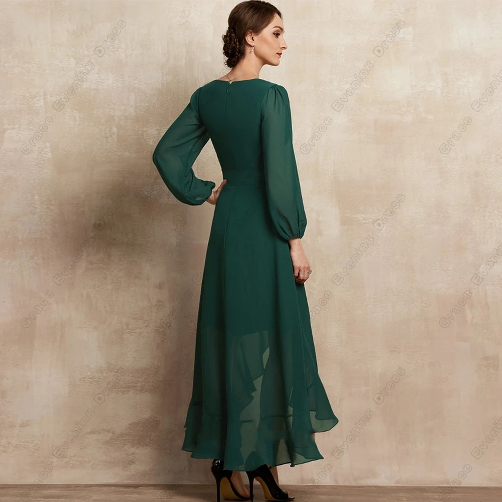 فساتين أم العروس بأكمام كاملة باللون الأخضر مع Blet 2026 صيف جديد بطول الكاحل فساتين حفلات الزفاف شيفون فيستدوس دي نوش