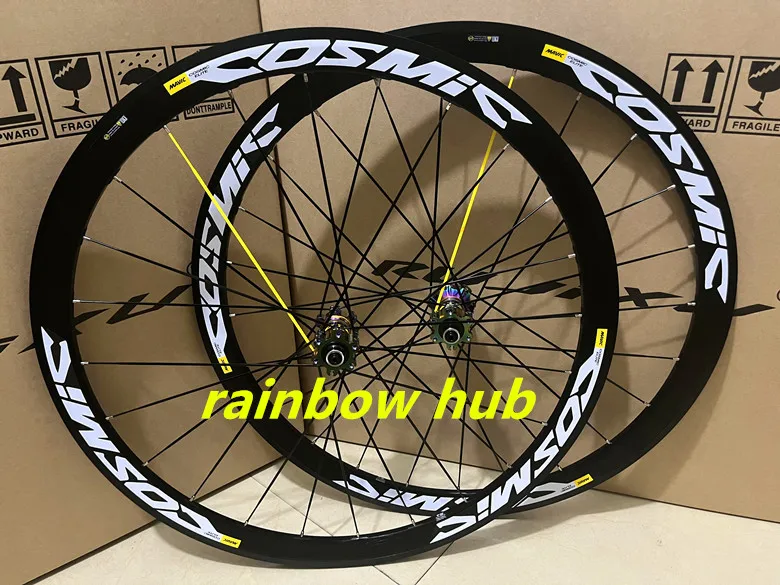 New 700C rainbow hub depth 30/40/50 mm  Road bike Aluminum bicycle wheelset clincher rims V Disc brake Thru Axle center lock hub