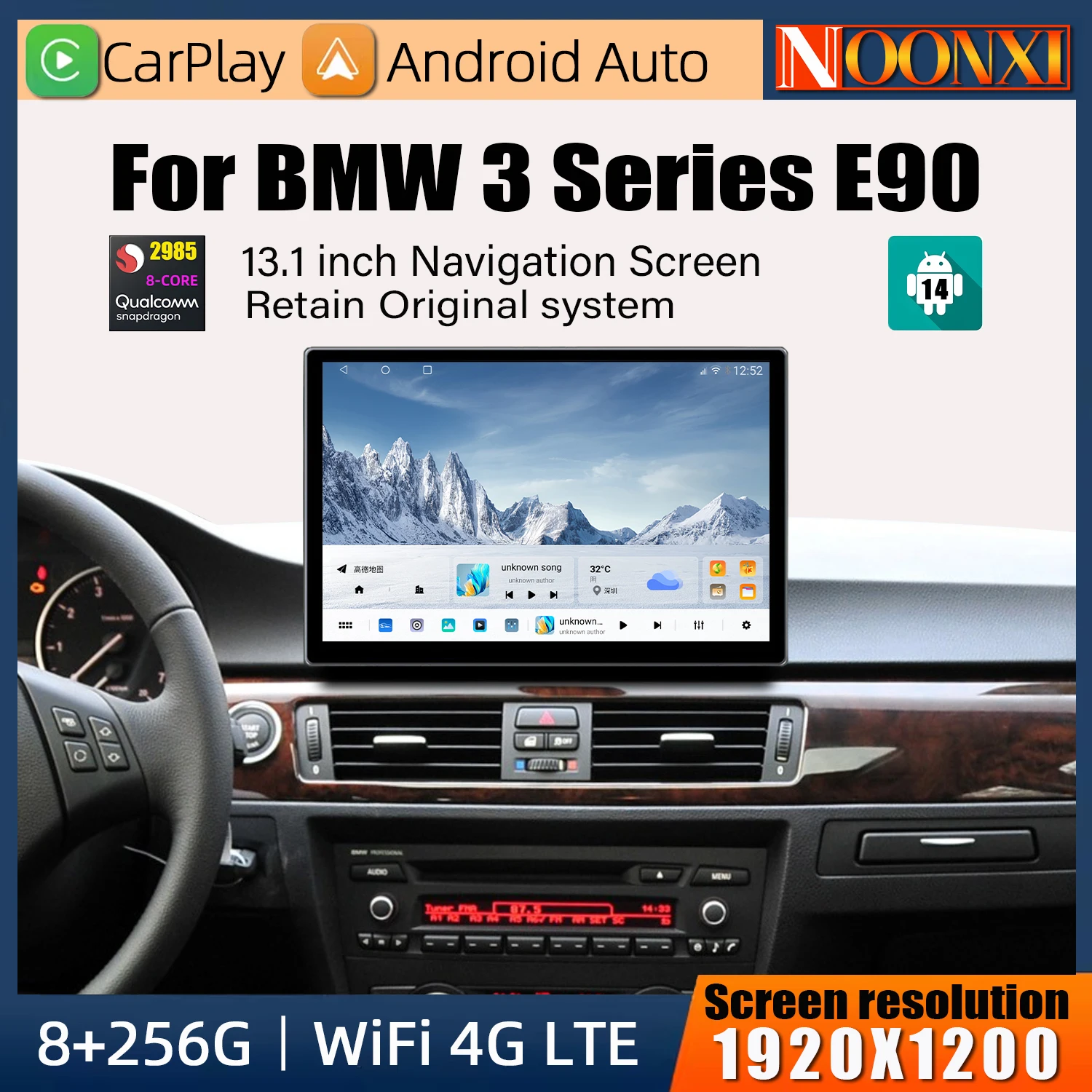 Carplay Android 14 Car Radio For BMW 3 Series E90 E91 E92 2006 - 2011 Carplay Android Auto QLED 2K Screen Multimedia Player GPS