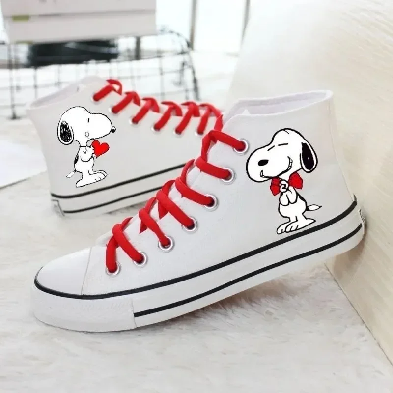 Snoopy kawaii anime canvas shoes cartoon men and women summer high-top sneakers graffiti versatile couple shoes birthday gift