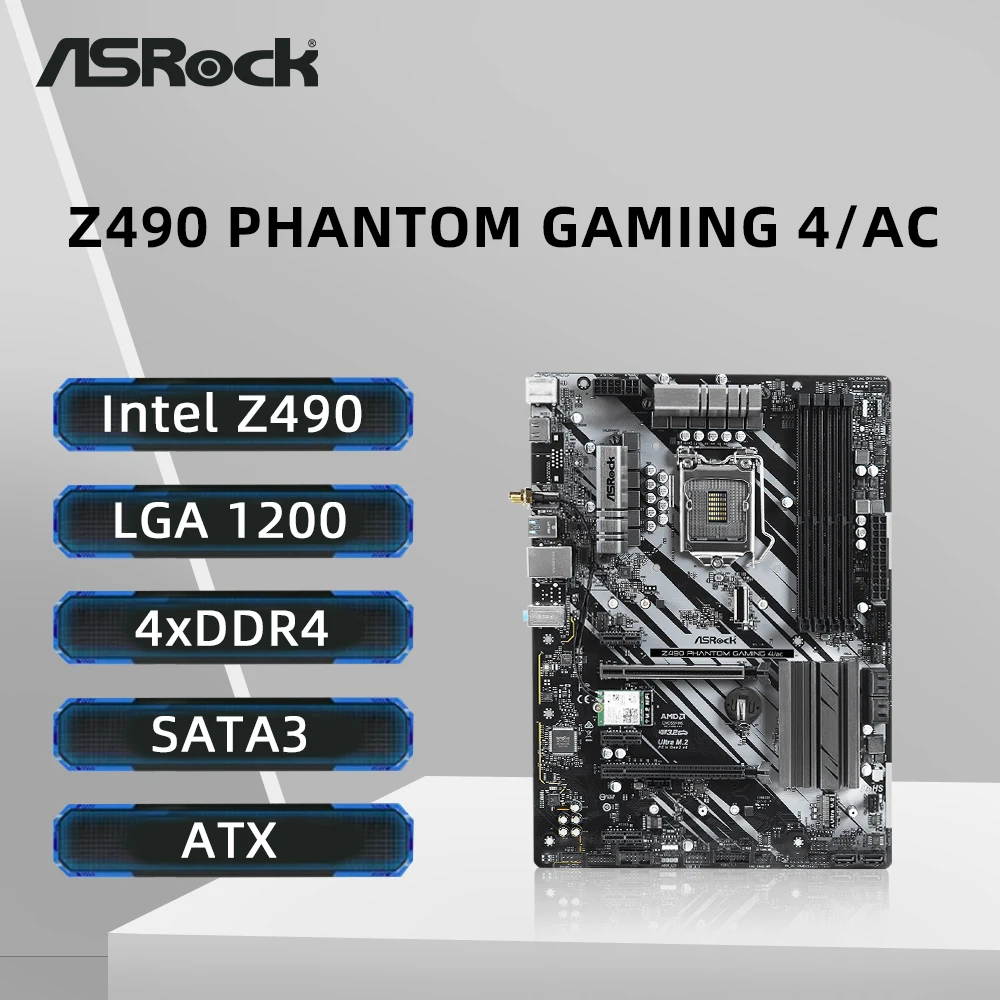 ASRock Z490 PHANTOM GAMING 4/AC Motherboard Supports 10th Gen Intel Core Processors i5-10400 i7-10700 i9-10900 CPU DDR4 M.2 ATX