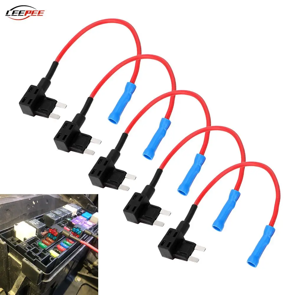 12V 24V Car Fuse Blades Holder Circuit Adapter Protector Splitter ATM APM Tap Micro Connector Truck Automobile Accessories 5pcs