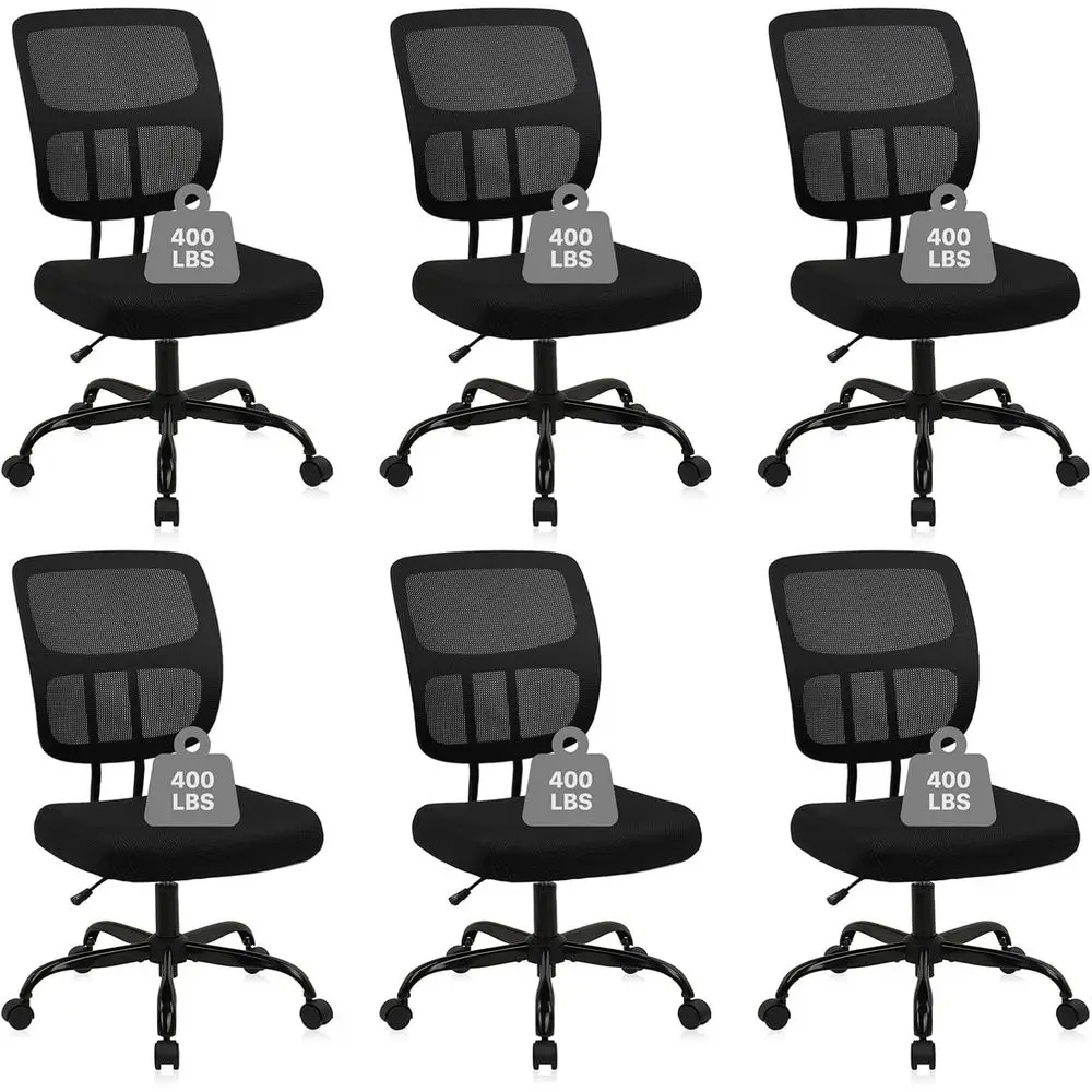 

Ergonomic Mesh Office Chair with Lumbar Support, Adjustable Height, 360° Swivel, Black, 6-Pack