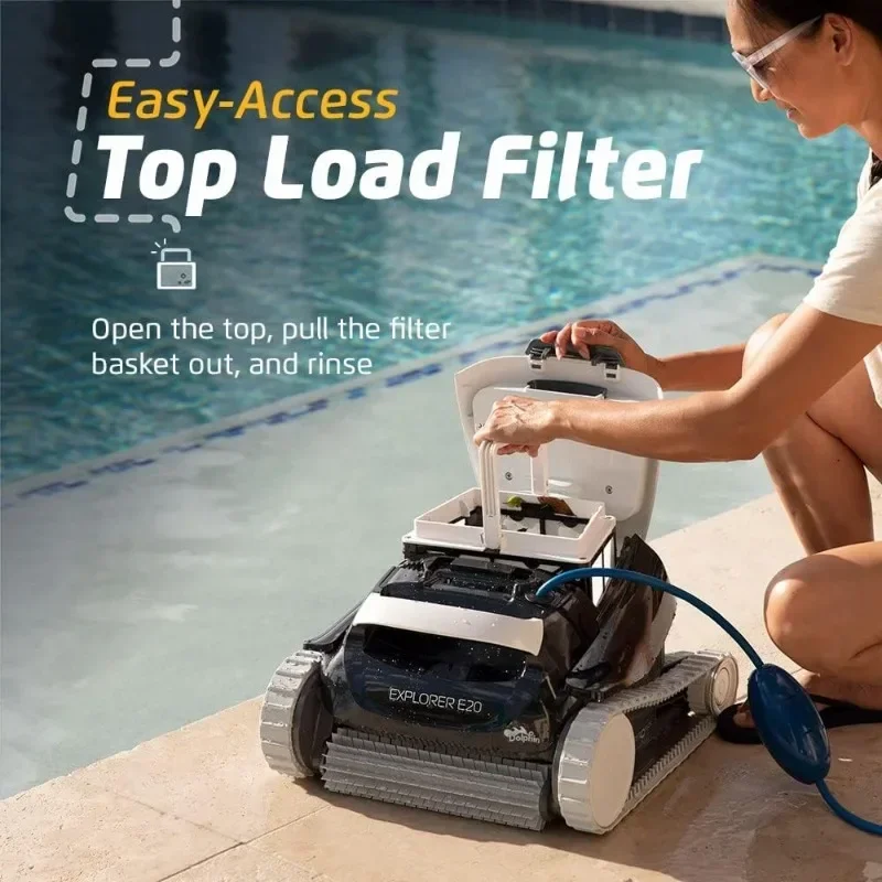 DolDave-Aspirateur de piscine robotique Explorer E20, modèle 2024, jusqu'à 33 pieds, brosse à récurer pour l'escalade murale