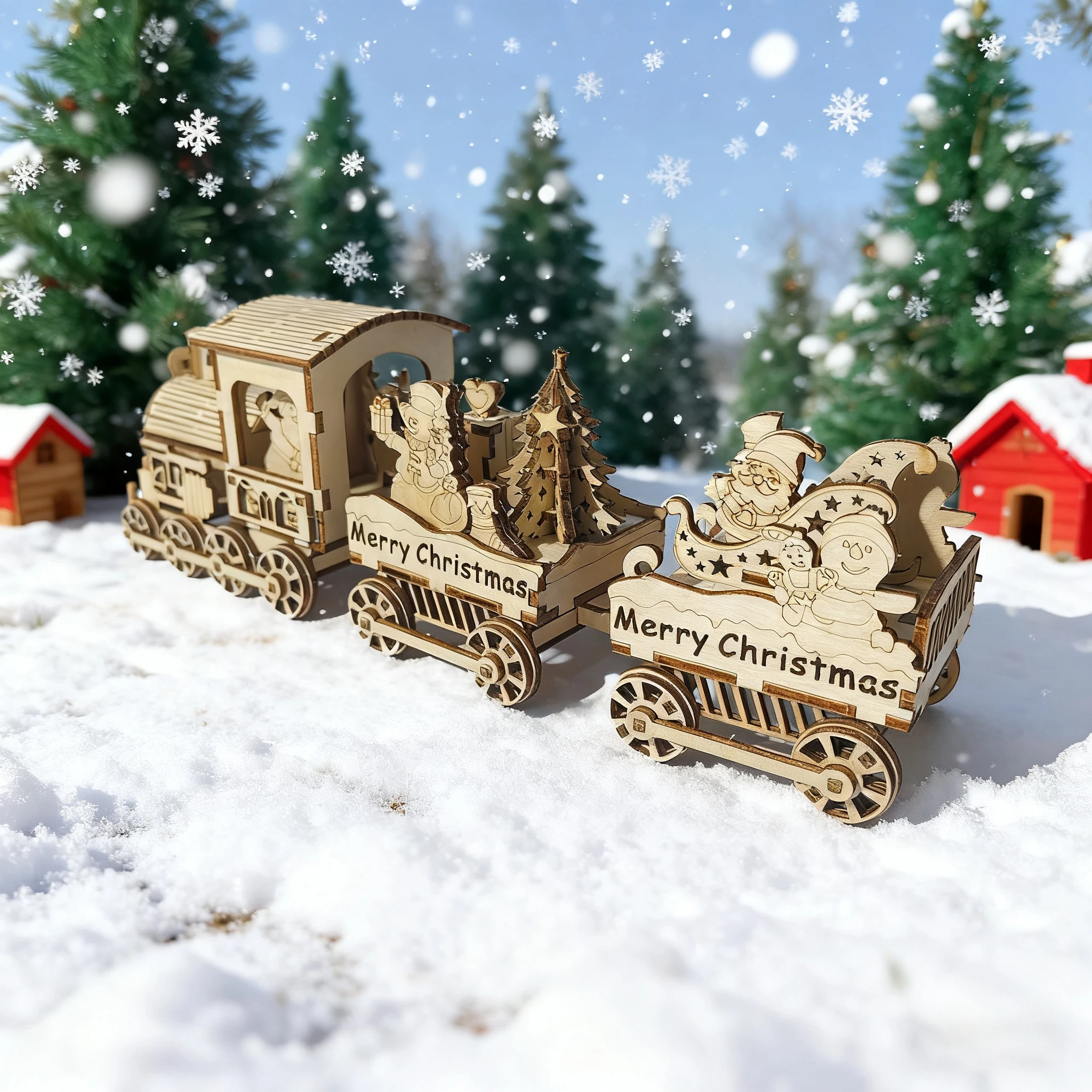 

3D DIY Wooden Christmas Train Puzzle Set, Christmas Gift, Birthday Gift