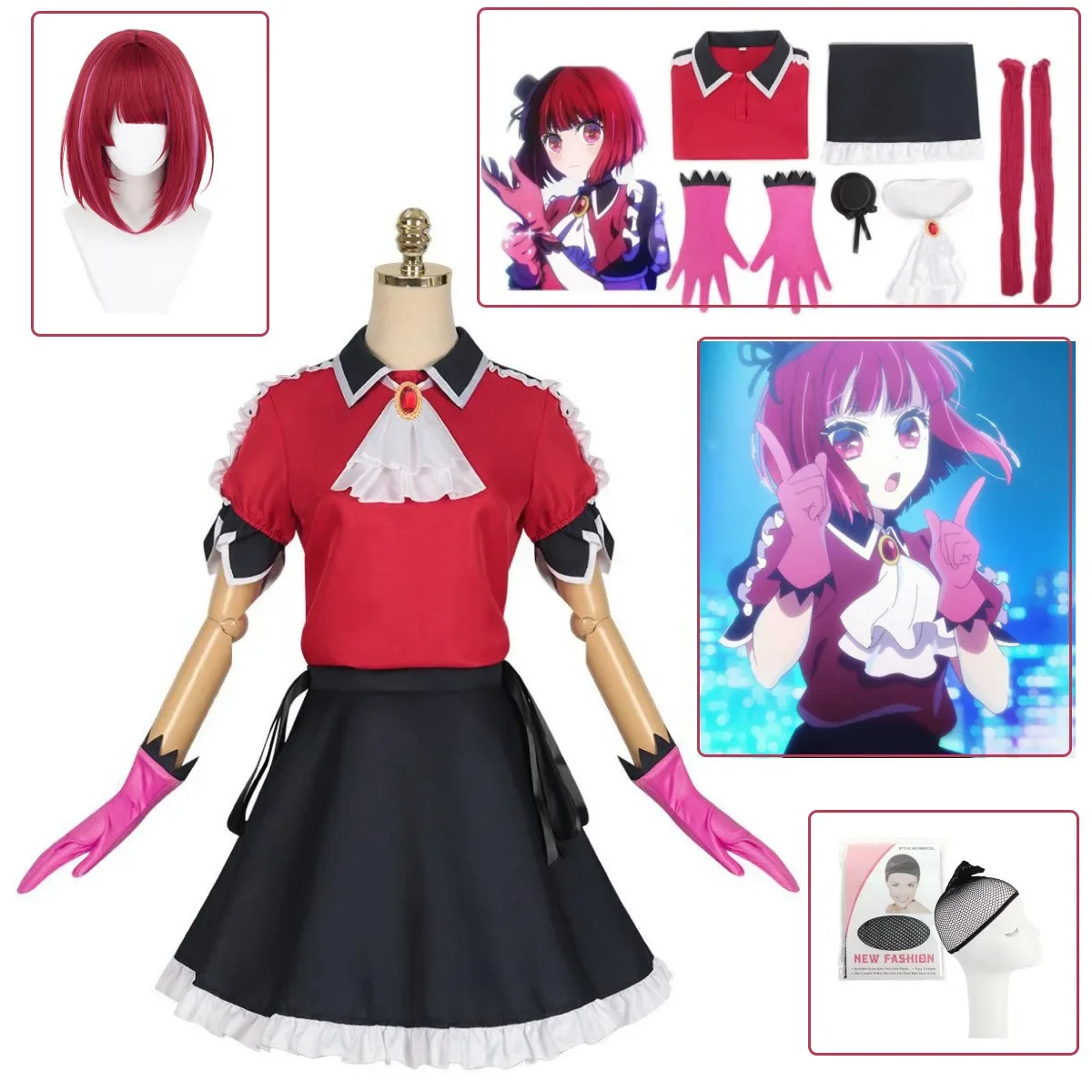 

Anime OSHI NO KO Arima Kana New Cosplay Costume Outfits Female Women Girls Halloween Carnival Disguise RolePlay Hat Gloves Suit