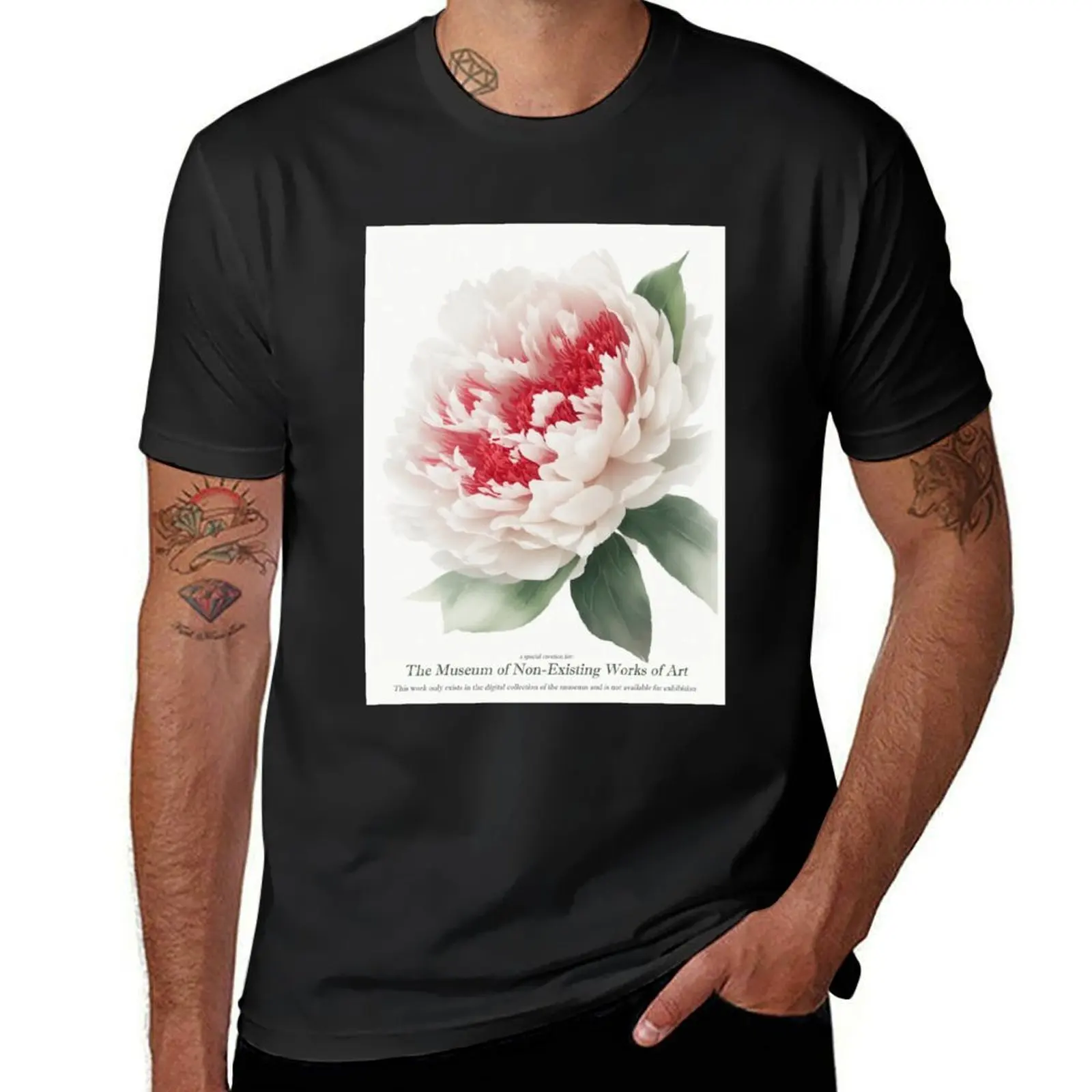 red and white peony T-Shirt hippie clothes kawaii clothes mens graphic t-shirts hip hop