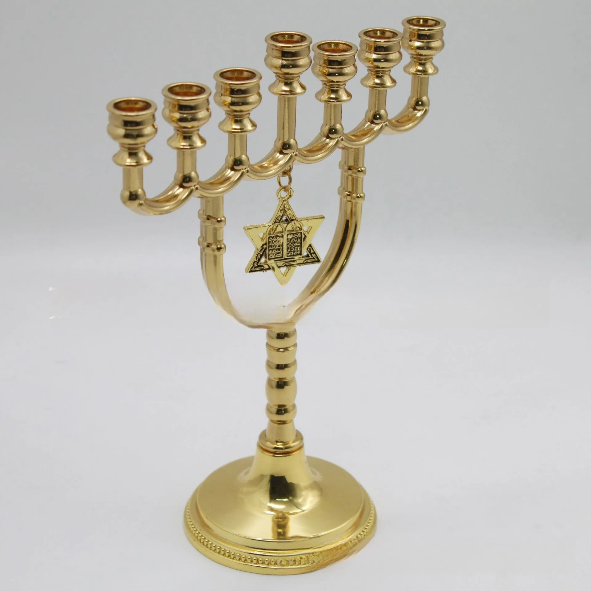Zinc alloy seven headed candle holder gold hexagonal star pendant candle holder home decoration
