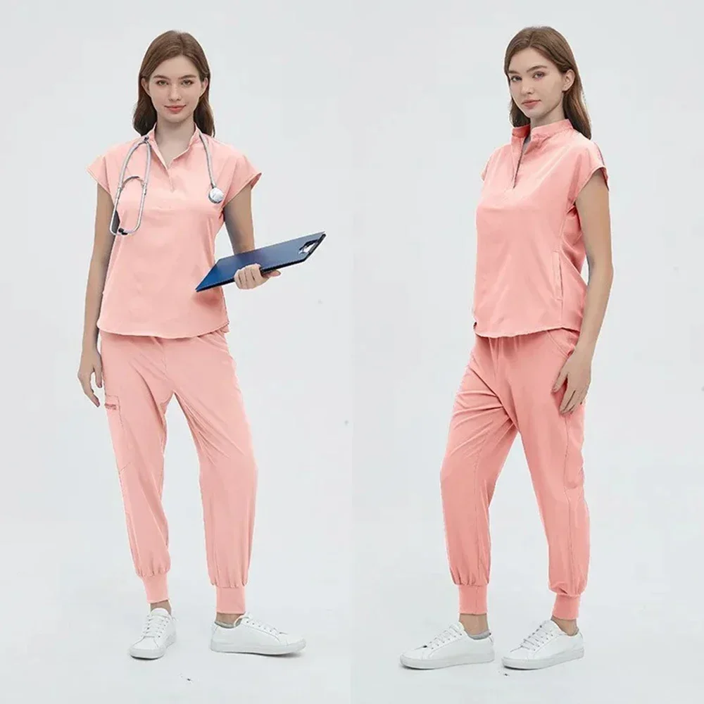 Uniforme de gommage multicolore, hauts à manches courtes + pantalons de jogging, uniforme de soins infirmiers pour femmes, médecin d'animaux de compagnie, vêtements de travail de chirurgie médicale, ensembles chirurgicaux