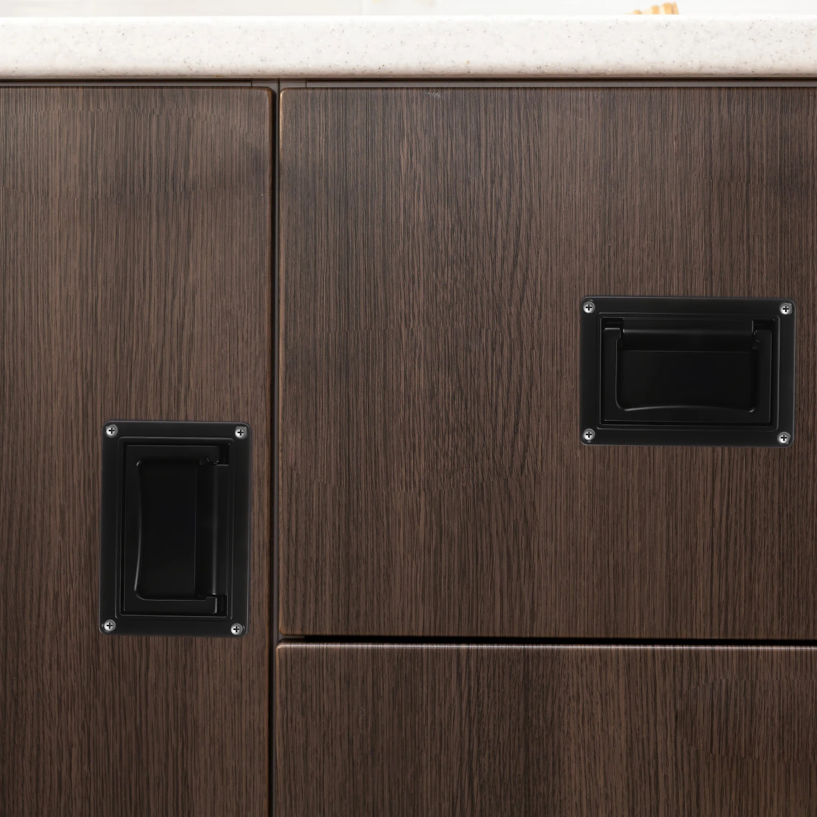 

Zinc Alloy Cabinet Handles Flush Pull Recessed Door Handle Durable Anti Rust Simple Boat Ring Concealed Slotted