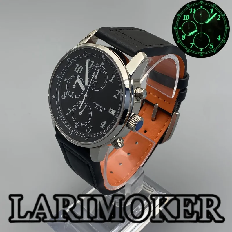 LARIMOKER 38.8 مللي متر ساعة كوارتز رجالية موضة عادية 100 متر مقاوم للماء الياقوت الزجاج مناسبة لحركة VK67 ساعة رجالي فاخرة #3