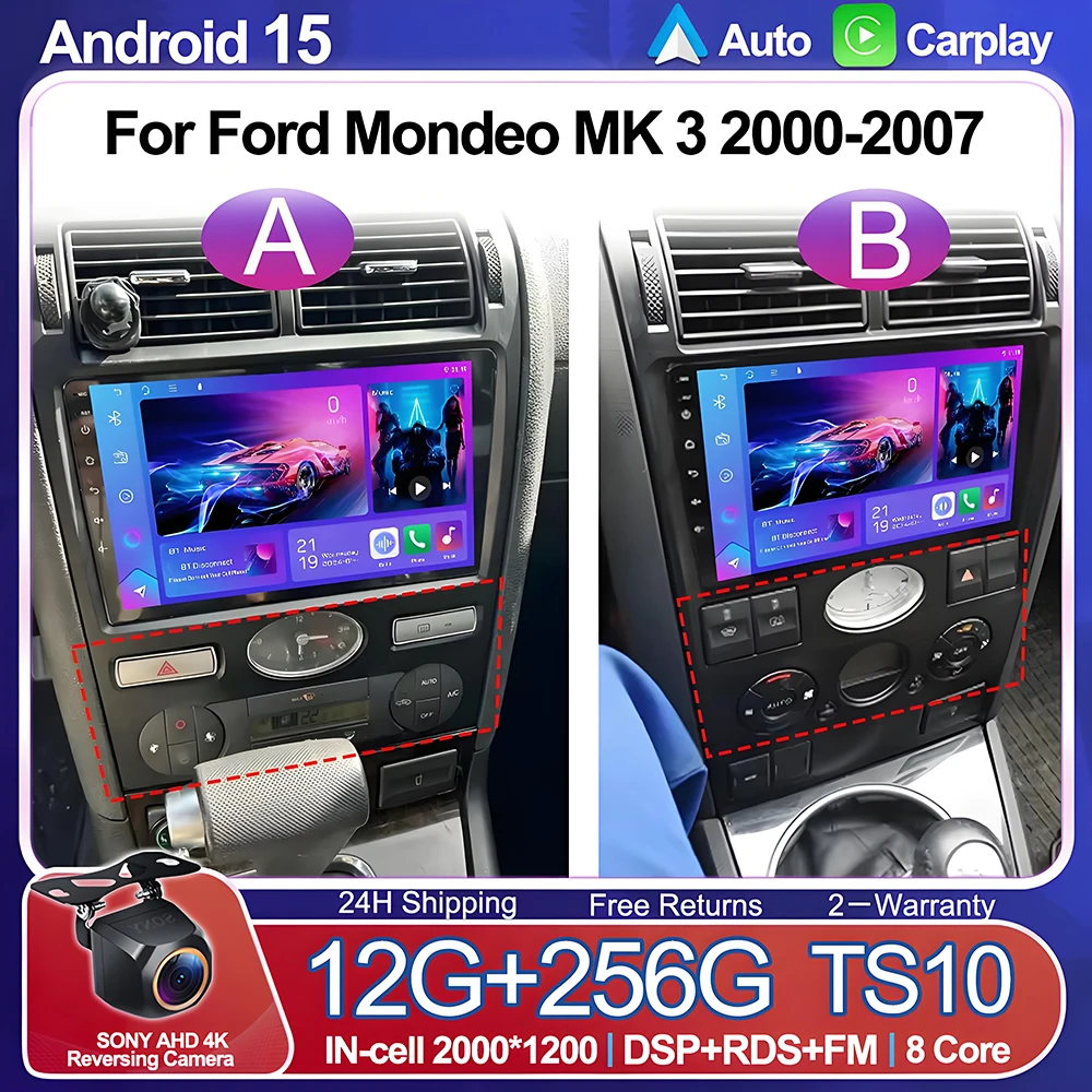

Android 15 Car Radio For Ford Mondeo MK 3 2000 2001 2002 2003 2004 2005-2007 Multimedia Video Player Navigation GPS WIFI 2 din