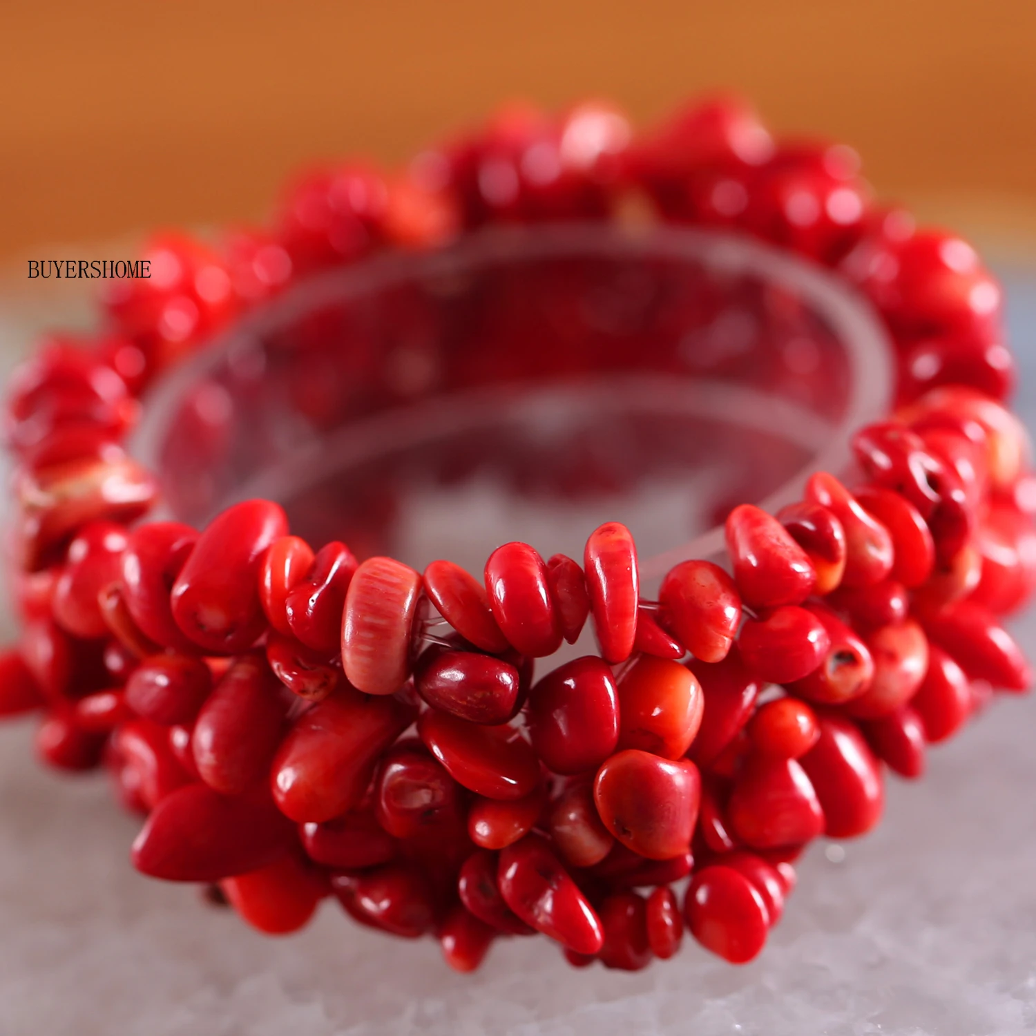 Weave Chip Bead Wrap Bracelet Red Garnet Stone Pulseras Stretch Strand Bracelet