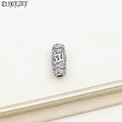 100% Vintage 925 Silver Buddhist OM Mani Padme Hum Beads Tibetan Sanskrit Six Words Loose Beads DIY Jewelry Findings