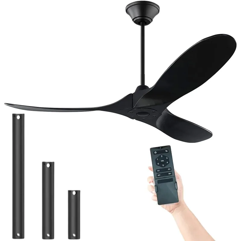 70 Inch Hot Products Rustic Outdoor Ceiling Fans for Patios Waterproof, Black No Lights Damp Rated 3 Blade Large Airflow Indoor