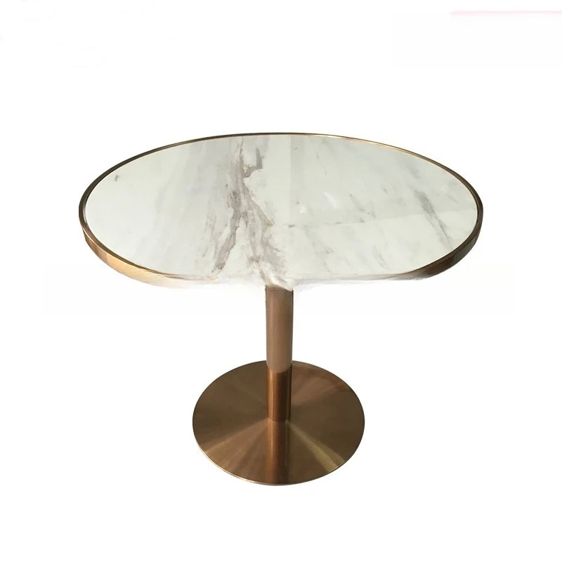 

Simple modern stainless steel, coffee table hotel marble table, side table, fashionable round negotiation table