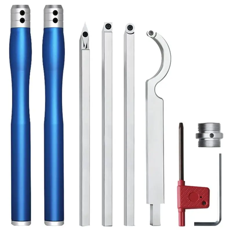 

Hot Trend-1Set Wood Lathe Tools With Removable Handle [ Latest Upgraded] Turning Tool With Adjustable Connector Blue