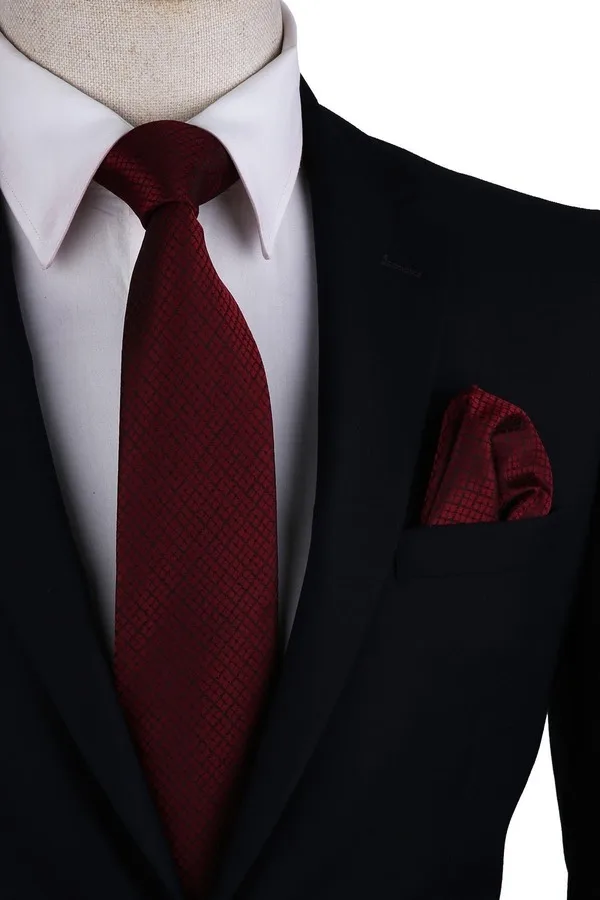 Burgundy Self-Pattern Mendilli Classic Tie KK10460