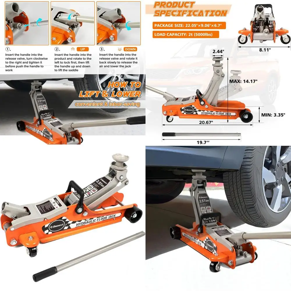 

2.5 Ton Racing Floor Jack, Low Profile, Heavy Duty, Lift Range 3.35 to 14.17
