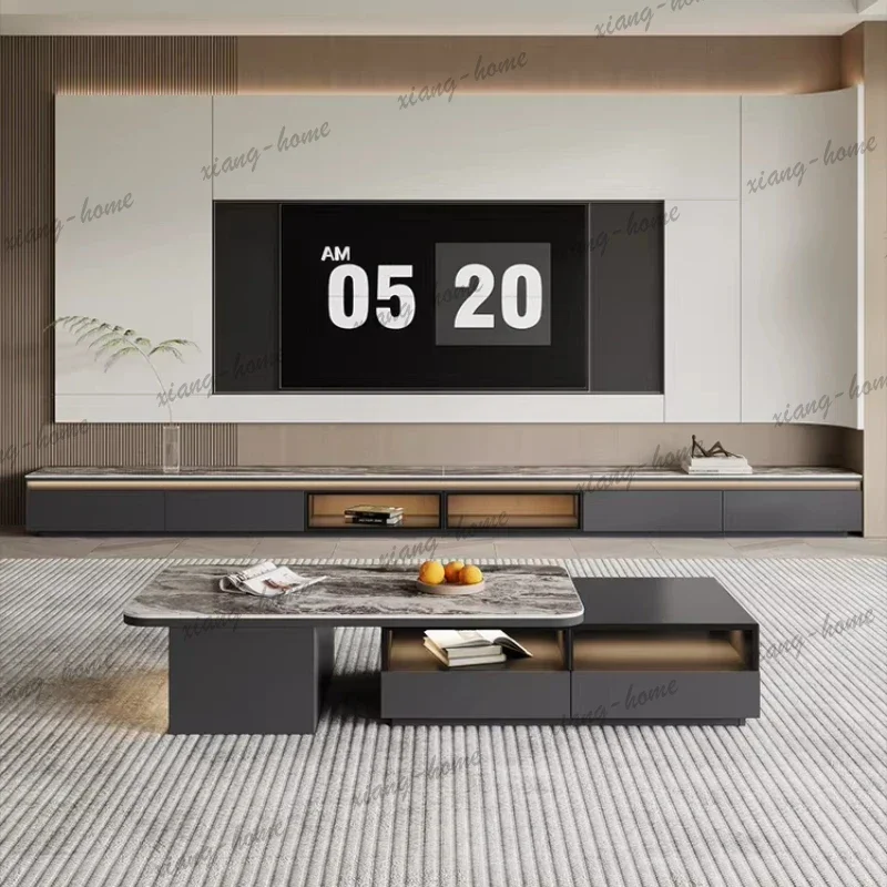 LSLight luxury solid wood floo ambient light rock slab TV cabinet coffee table panel monitor stand 	tv stand living room furnitu