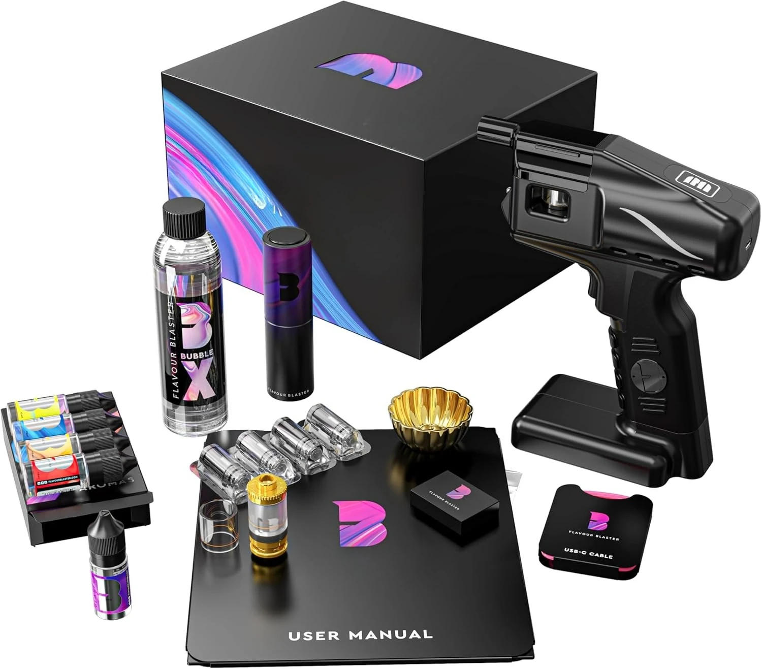 

Cocktail Bubble & Smoke Gun Kit | Smoking Cocktail Machine, Edible Bubbles & Aroma | Smoke Bubble Gun | Black