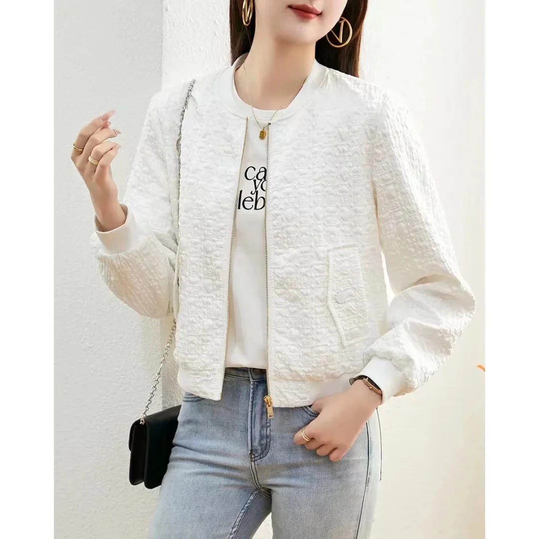 محكم Jaet ملابس خارجية عادية تخفيف Sle المرأة الكرة طوق ربيع الخريف الطبقة الخارجية ألياف البوليستر سستة إغلاق