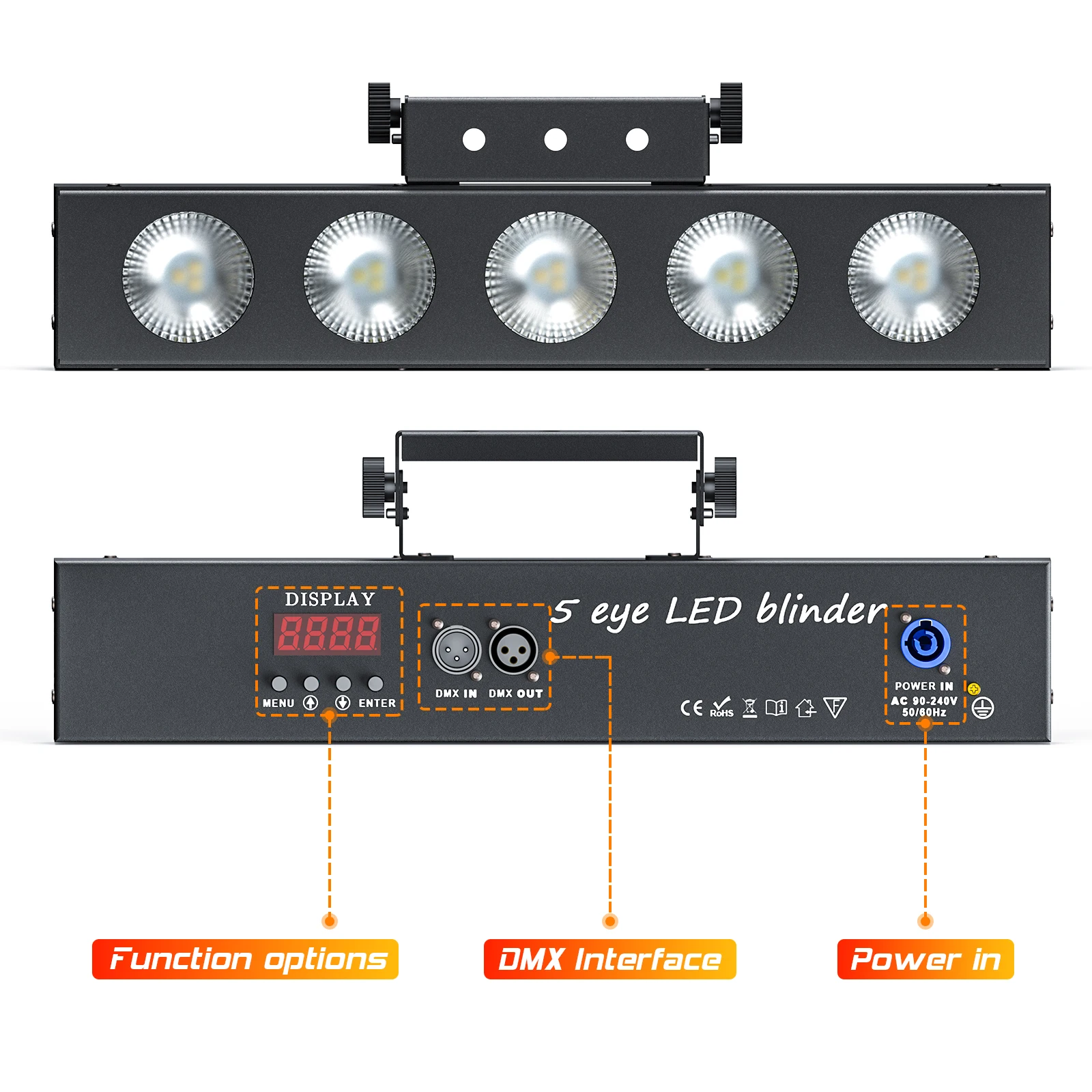 Imagem -05 - Buysumshine-five-eyes Cob Matrix Lamp Par Light Wall Wash Luz de Palco para dj Disco Party Casamento Led Rgbw Dmx512 60w