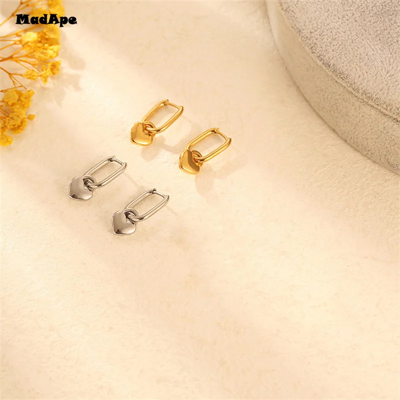 Gold Color Metal Drop Earrings Irregular Hollow Heart Pendants Earrings Twisted Geometric Personality Earrings for Women