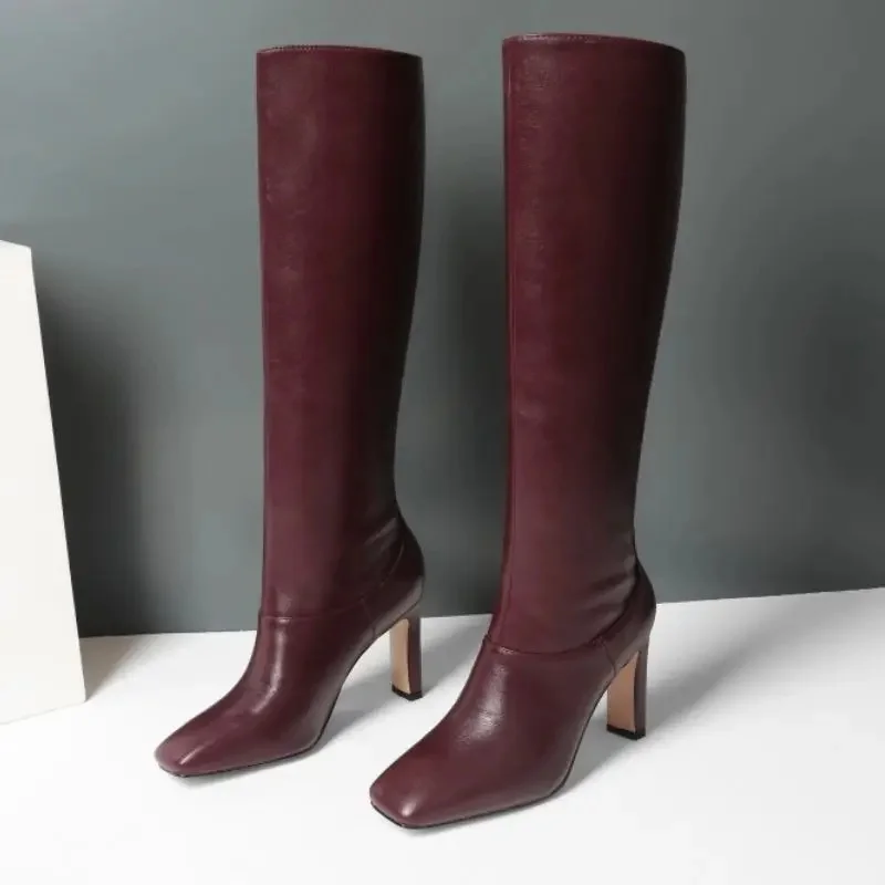 Taoffen Plus Size 35-42 Knee High Boots Women New Design Winter Shoes Women Fashion Super High Heel Botas Woman Footwear