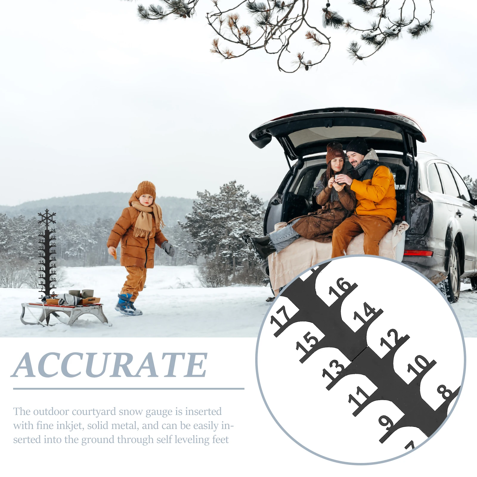 

Outdoor Snow Gauge Christmas Snow Measurement Ruler Xmas Style Garden Decor Easy Install Iron Christmas Decor Ground Insert