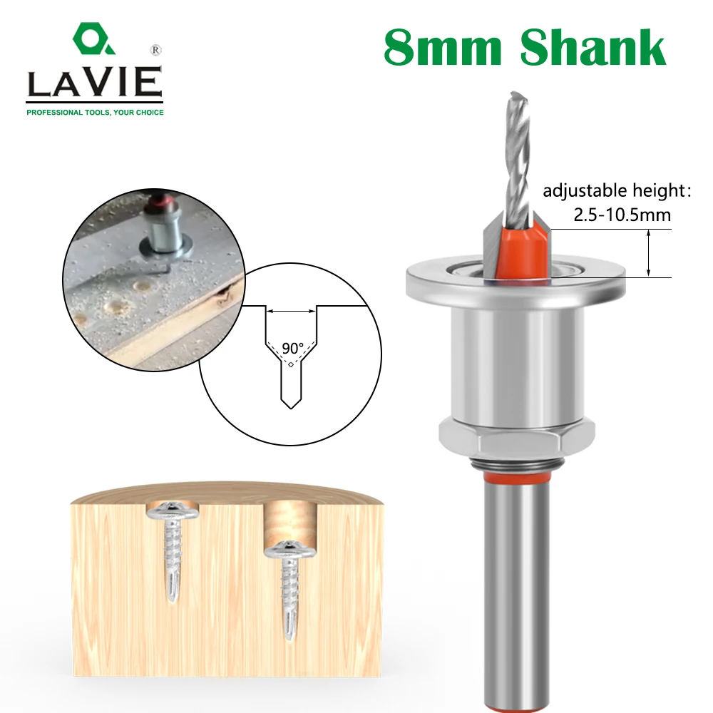 Lavie-hss Countersink Woodworking Router Bit Grupo Fresa Extrator de Parafuso Demolição Remon mm Shank 1pc