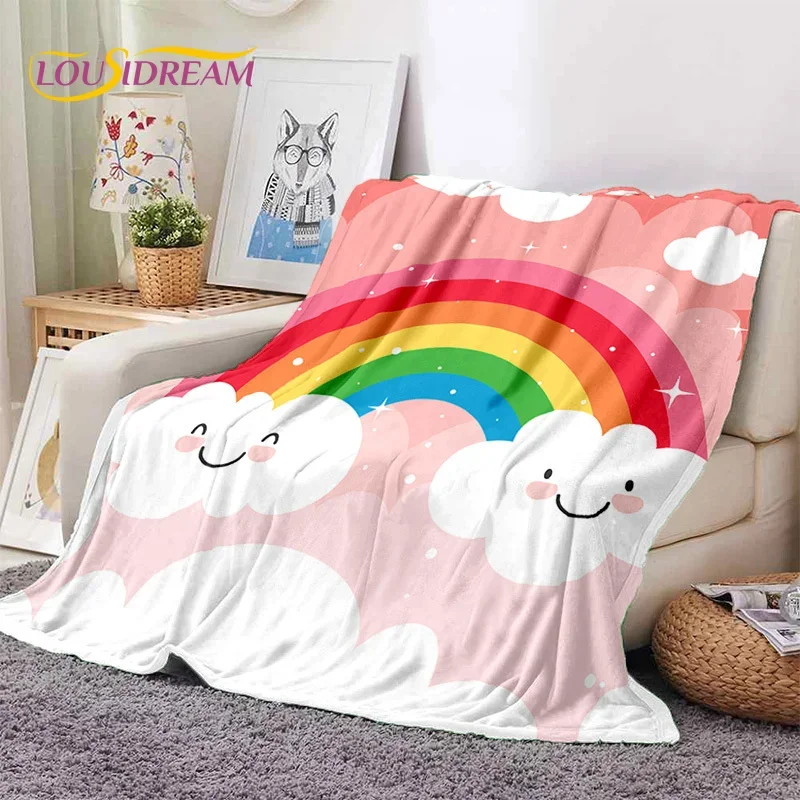 Rainbow Colour Illusion Cartoon Soft Flannel Blanket for Beds Bedroom Sofa Picnic,Throw Blanket for Cover Outdoor Leisure Gift