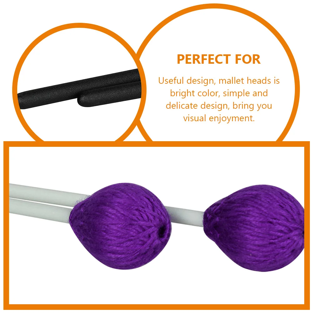 

1 Pair Marimba Beginner Percussion Bright Durable Yarn Heads Music Instrument Mallets For Marimba Glockenspiel Mallets