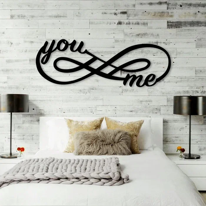 You and my infinite wall art, wrought iron hollow silhouette pendant, living room bedroom home decoration crafts