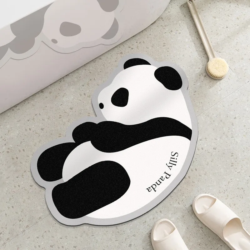 Cute Quick Drying Panda Super Absorbent Bath Mat Anti-Slip Mat Skin Floor Mats Toilet Carpet Home Decor Bath Rug