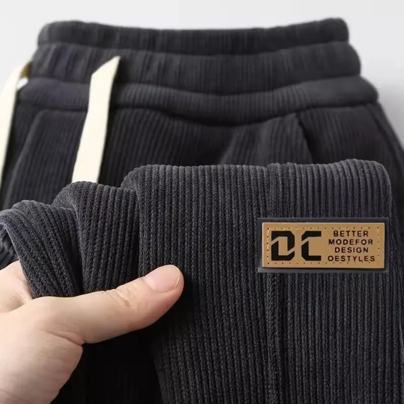 

New 2025 American Sle Thi Corduroy Casual Sports Pants Men's Autumn Winter Thiened Loose Cuffed Trousers Polyester Fiber