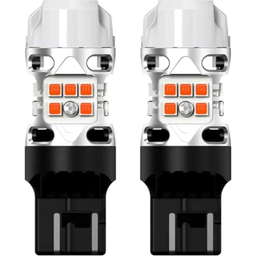 

LED turn signal bulbs for automotive use amber color aluminum alloy housing super bright 4000LM output with built-in resistor f