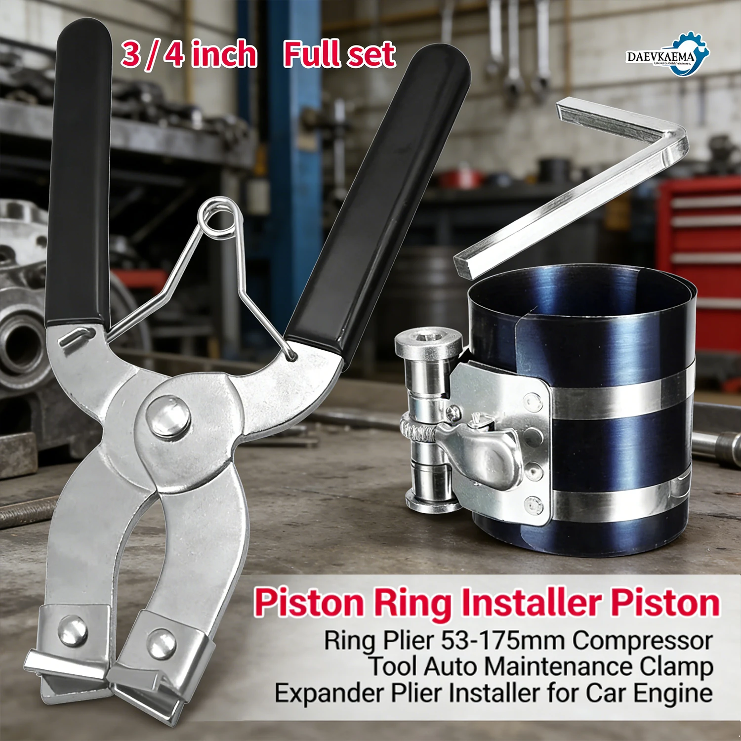 Kolbenring-Montagewerkzeug 53-175mm Kompressor-Zange Expander-Klemme – Auto-Wartungszange für Automotoren, Schwarz, 2-1/8” bis 6”